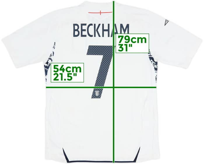 2007-09 England Home Shirt Beckham #7 - 6/10 - (L)
