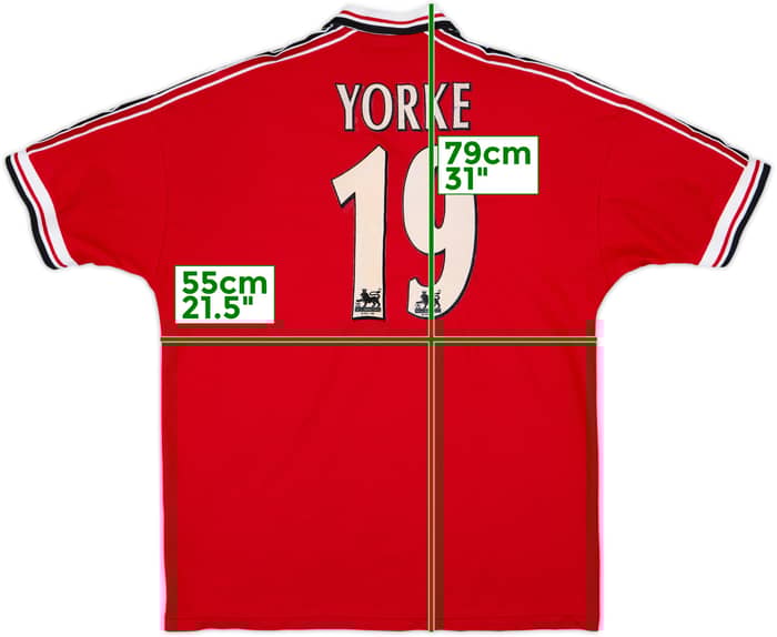1998-00 Manchester United camiseta local Yorke #19 - 8/10 - (XL)