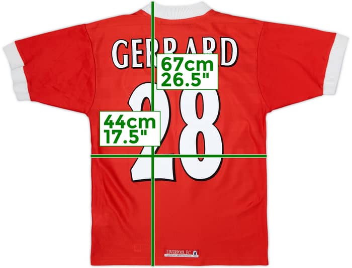 1998-00 Liverpool Home Shirt Gerrard #28 - 6/10 - (Y)