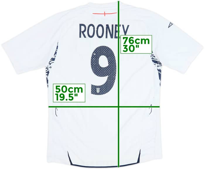 2007-09 England Home Shirt Rooney #9 - 4/10 - (M)