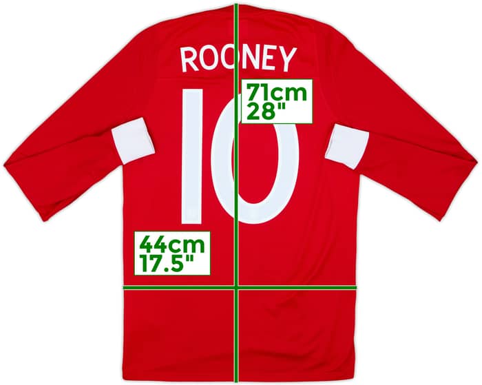 2010-11 England Away L/S Shirt Rooney #10 - 8/10 - (XS)
