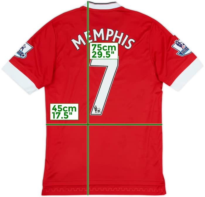 2015-16 Manchester United Home Shirt Memphis #7 - 8/10 - (S)