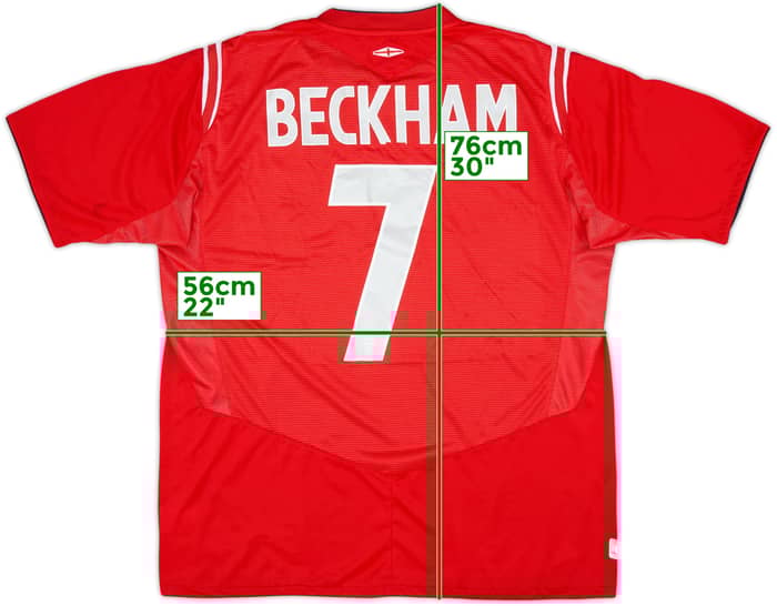 2004-06 England Away Shirt Beckham #7 - 5/10 - (XL)