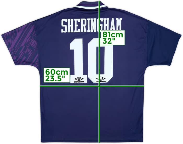 1994-95 Tottenham Away Shirt Sheringham #10 - 7/10 - (XL)