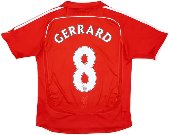 2006-08 Liverpool Home Shirt Gerrard #8 - 8/10 - (L.Boys)