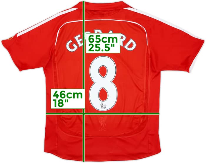 2006-08 Liverpool Home Shirt Gerrard #8 - 8/10 - (L.Boys)