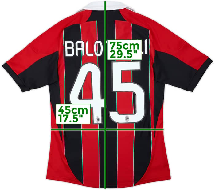 2012-13 AC Milan Home Shirt Balotelli #45 - 8/10 - (S)