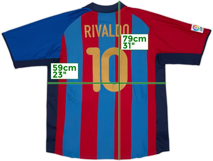 2001-02 Barcelona Home Shirt Rivaldo #10 - 8/10 - (XL)