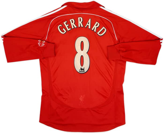 Camiseta de local de manga larga del Liverpool 2006-08 Gerrard #8 - 4/10 - (M)