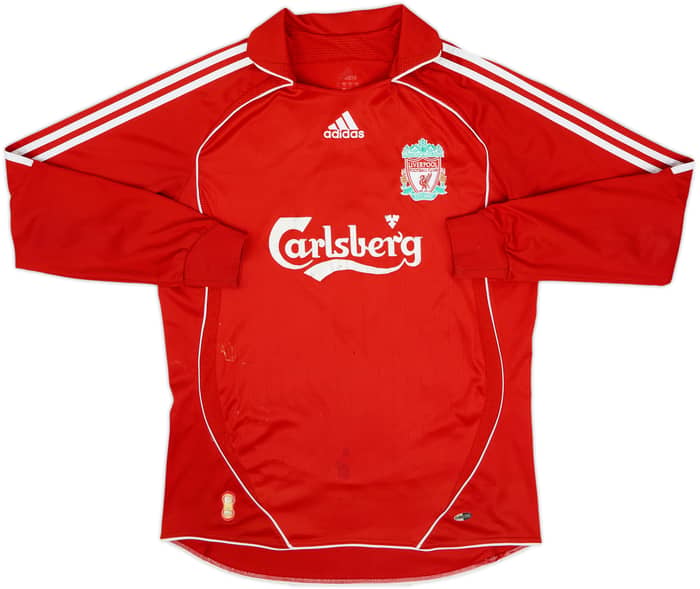 Camiseta de local de manga larga del Liverpool 2006-08 Gerrard #8 - 4/10 - (M)