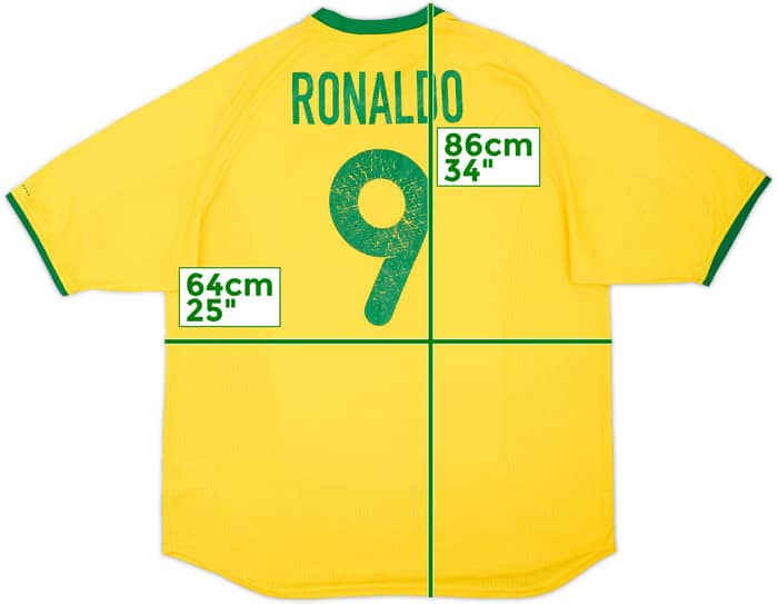 2000-02 Brazil Home Shirt Ronaldo #9 - 5/10 - (XXL)