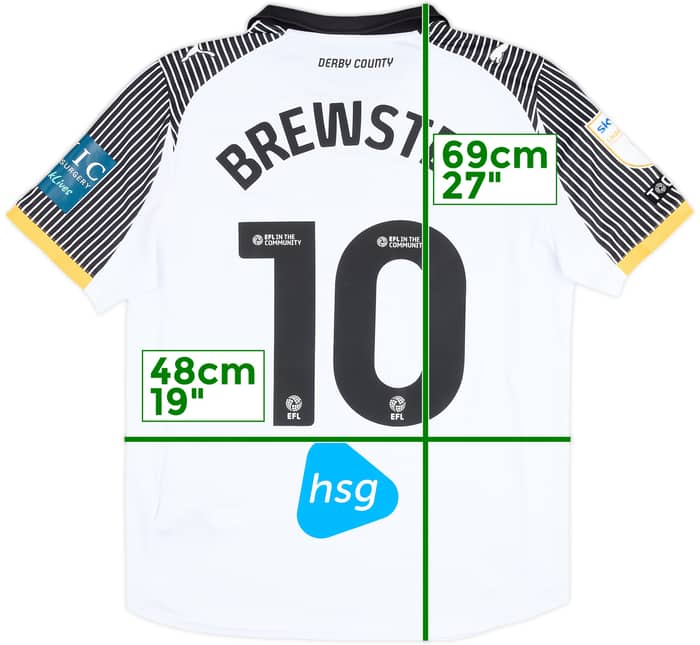 2025-26 Derby County Match Issue Home Shirt Brewster #10
