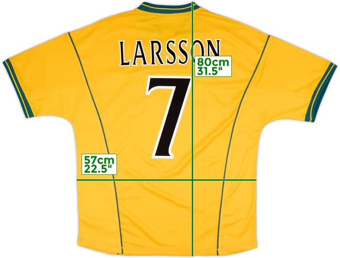 2000-02 Celtic Away Shirt Larsson #7 - 10/10 - (L)
