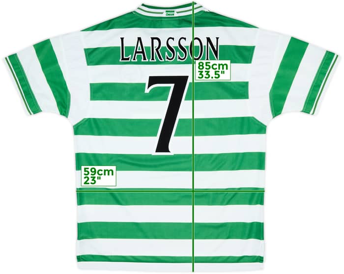 1999-01 Celtic Home Shirt Larsson #7 - 9/10 - (XL)