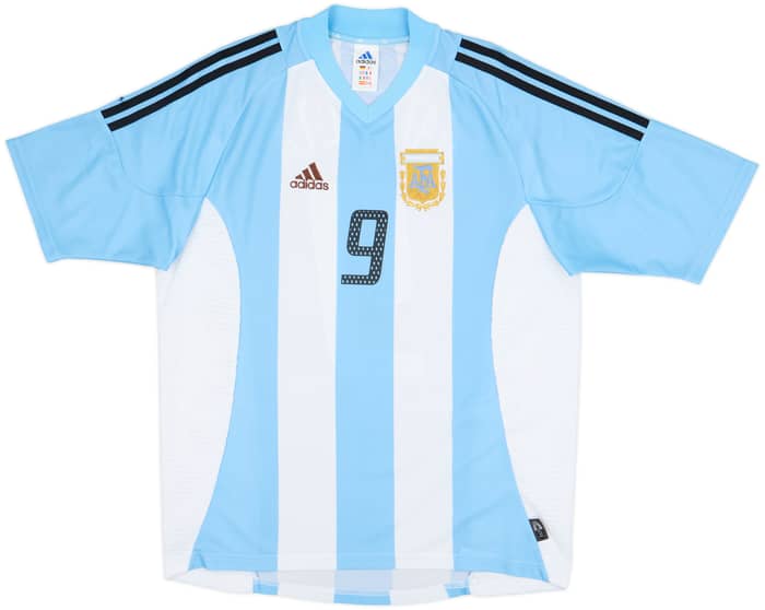 2002-04 Argentina Home Shirt Batistuta #9 - 9/10 - (M)