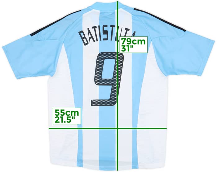 2002-04 Argentina Home Shirt Batistuta #9 - 9/10 - (M)