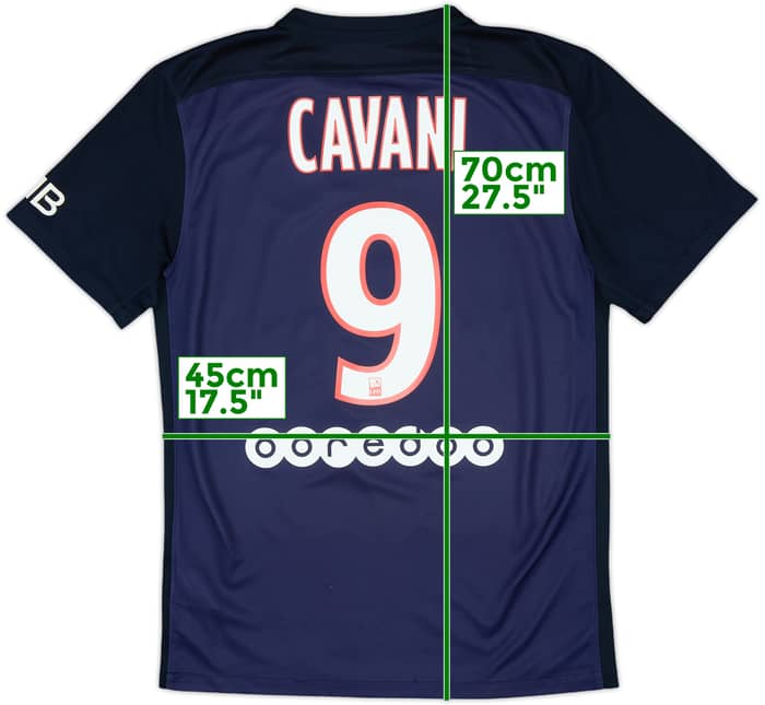2015-16 Paris Saint-Germain Home Shirt Cavani #9 - 8/10 - (S)