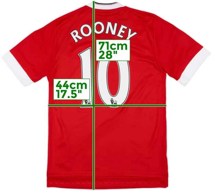 2015-16 Manchester United Home Shirt Rooney #10 - 9/10 - (XS)