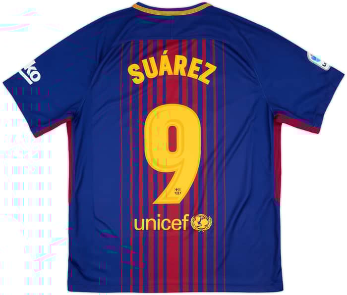 2017-18 Barcelona Home Shirt Suarez #9 - 10/10 - (L)