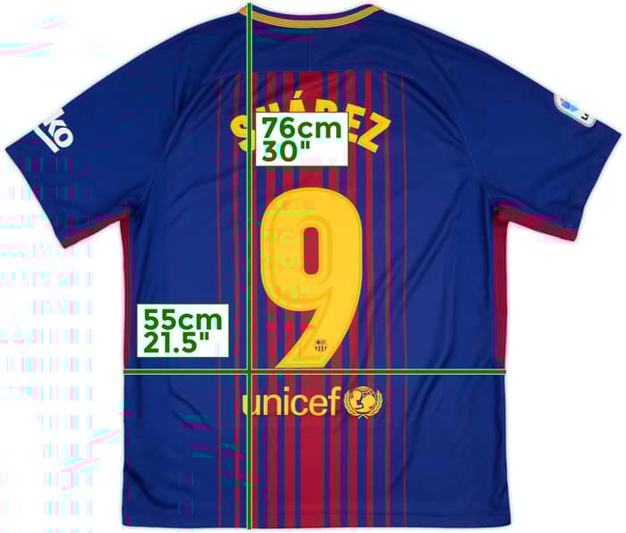 2017-18 Barcelona Home Shirt Suarez #9 - 10/10 - (L)