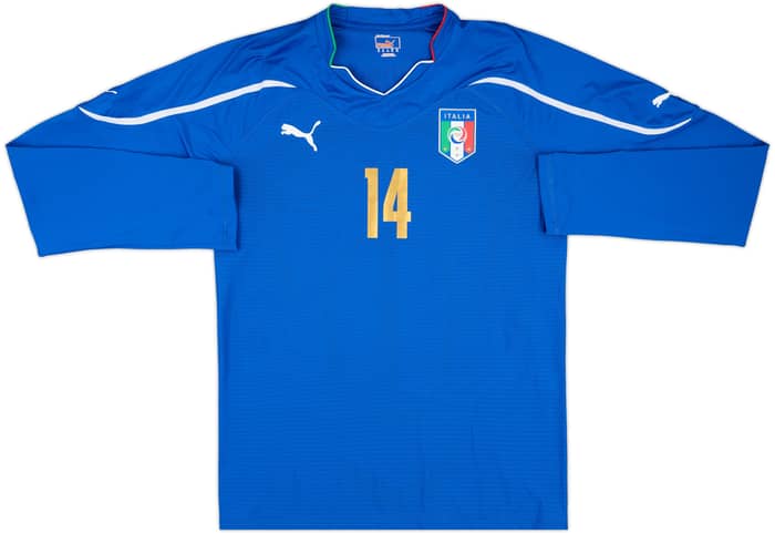 2010-12 Italy Authentic Home L/S Shirt Chiesa #14 - 8/10 - (XL)