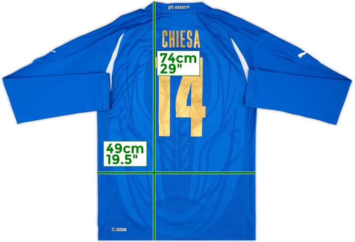 2010-12 Italy Authentic Home L/S Shirt Chiesa #14 - 8/10 - (XL)