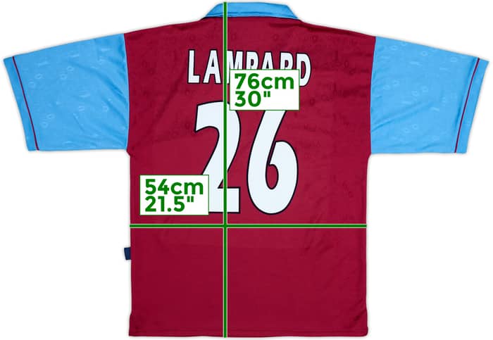 1995-97 West Ham Centenary Home Shirt Lampard #26 - 9/10 - (M)