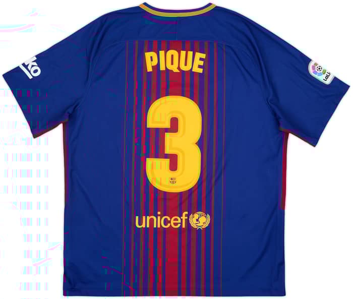 2017-18 Barcelona Home Shirt Pique #3 - 9/10 - (XL)
