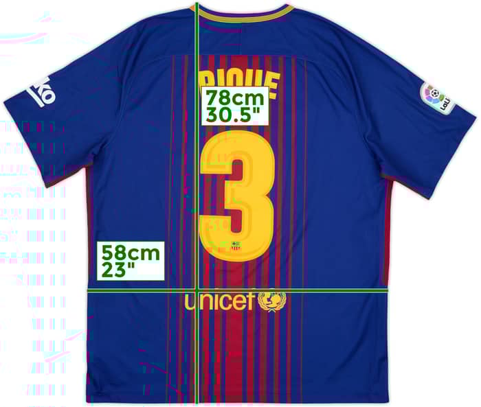 2017-18 Barcelona Home Shirt Pique #3 - 9/10 - (XL)