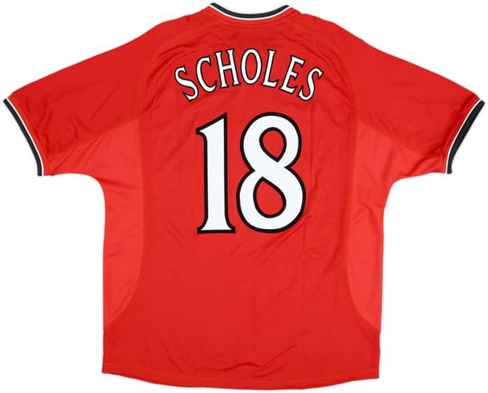 2000-02 Manchester United Home Shirt Scholes #18 - 8/10 - (XL)