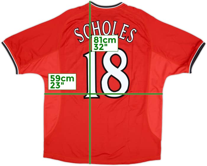 2000-02 Manchester United Home Shirt Scholes #18 - 8/10 - (XL)