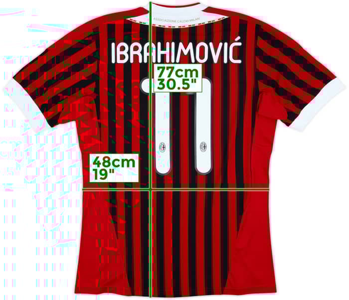 2011-12 AC Milan Home Shirt Ibrahimovic #11 - 10/10 - (M)