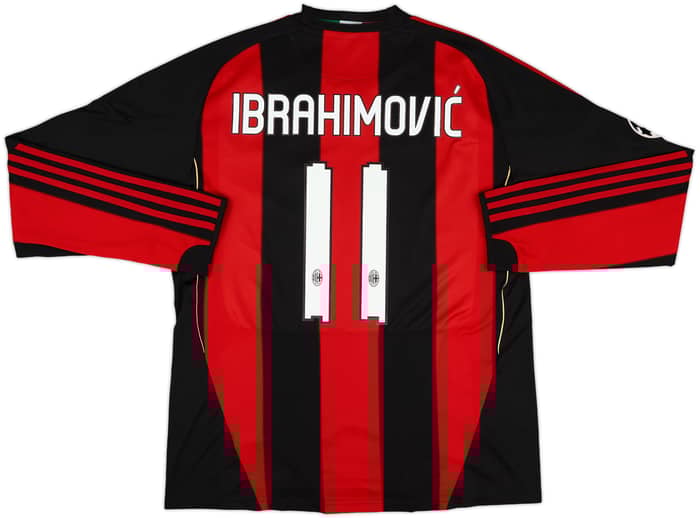 2010-11 AC Milan CL Home L/S Shirt Ibrahimovic #11 - 8/10 - (L)