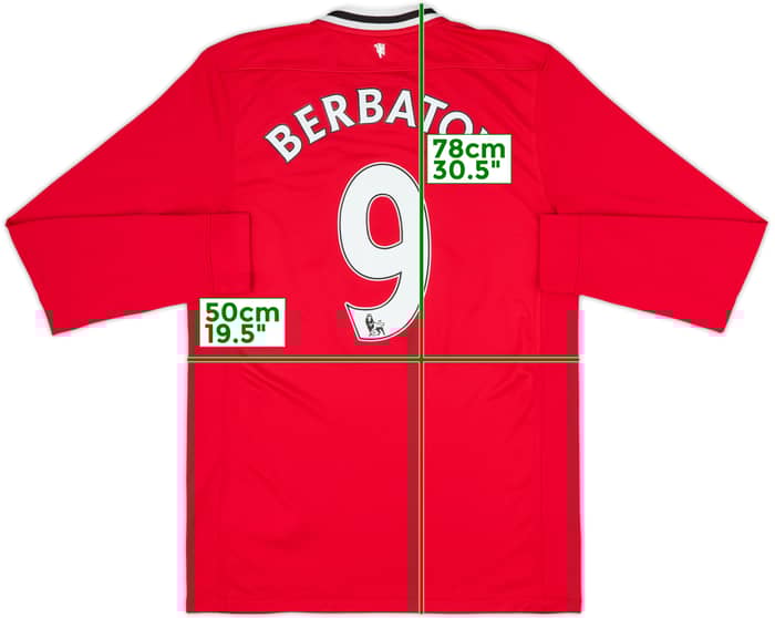 2011-12 Manchester United Home L/S Shirt Berbatov #9 - 8/10 - (M)