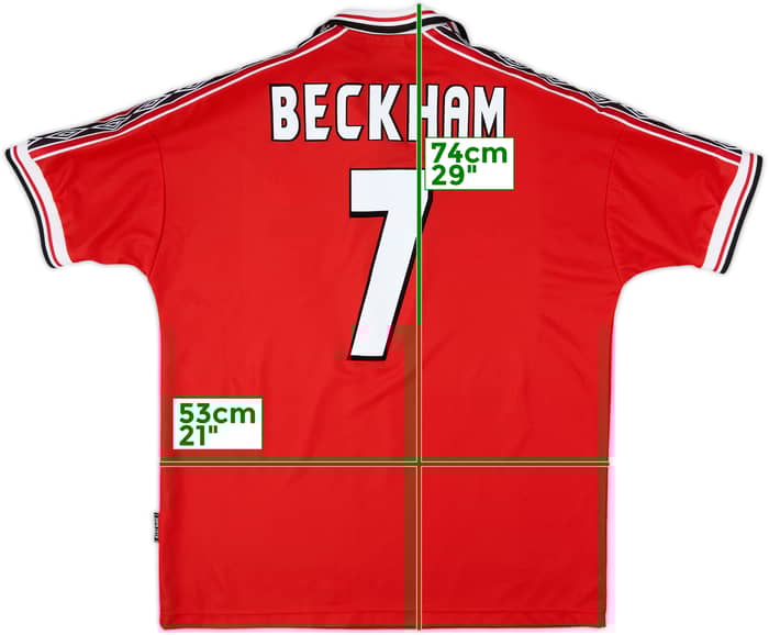 1998-00 Manchester United Home Shirt Beckham #7 - 6/10 - (XL)