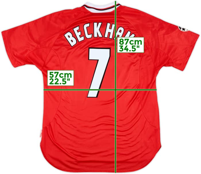 1997-00 Manchester United CL Shirt Beckham #7 - 8/10 - (XL)