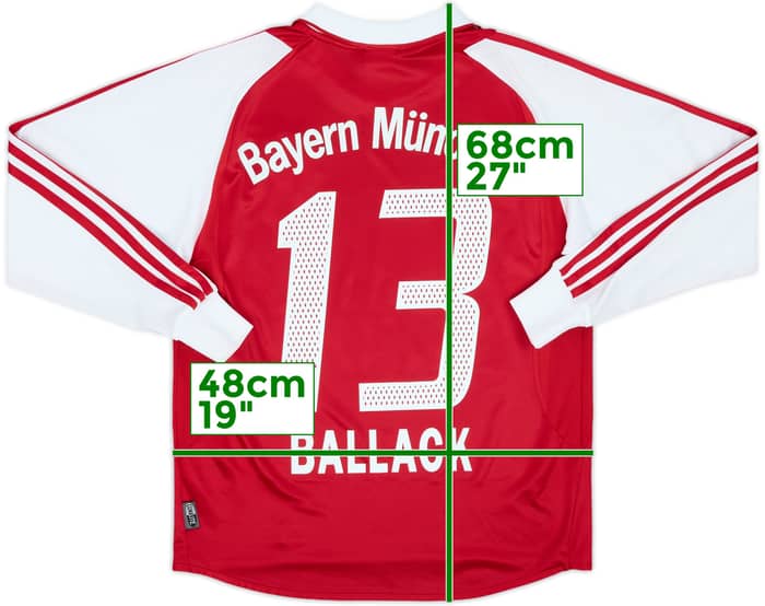 2003-04 Bayern Munich Home L/S Shirt Ballack #13 - 7/10 - (XL.Boys)