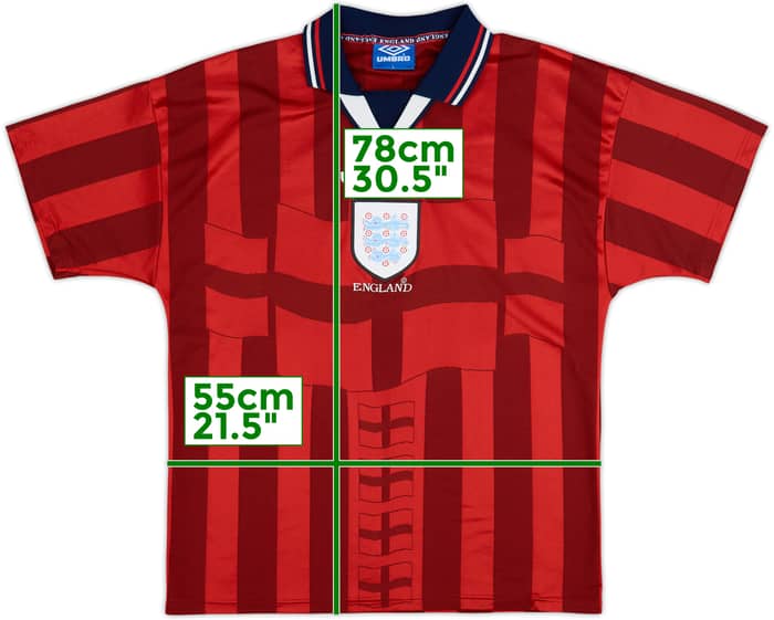 Camiseta de visitante de Inglaterra 1997-99 #7 - 6/10 - (L)