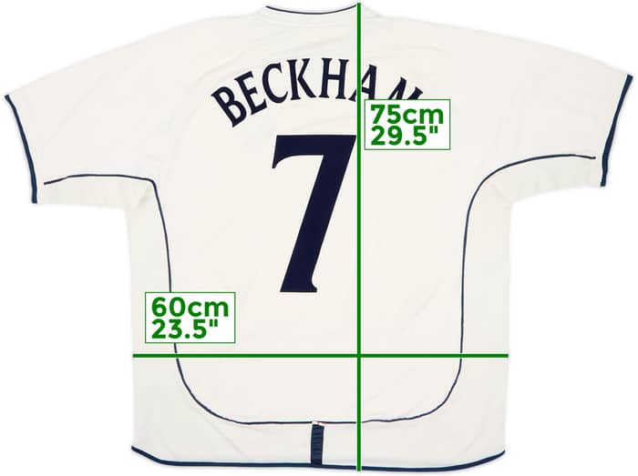 2001-03 Inglaterra Camiseta de local Beckham #7 - 5/10 - (XXL)