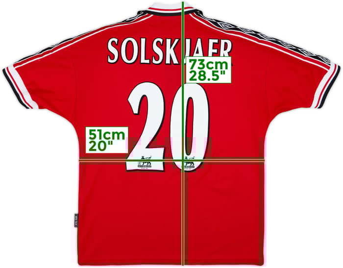 1998-00 Manchester United Home Shirt Solskjaer #20 - 8/10 - (M)