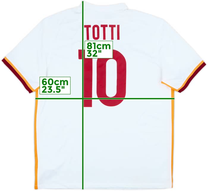 2015-16 Roma Away Shirt Totti #10 - 9/10 - (XL)
