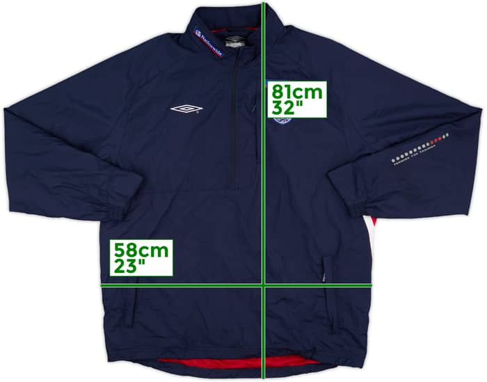 2004-06 England Umbro 1/2 Zip Hooded Rain Jacket - 9/10 - (L)