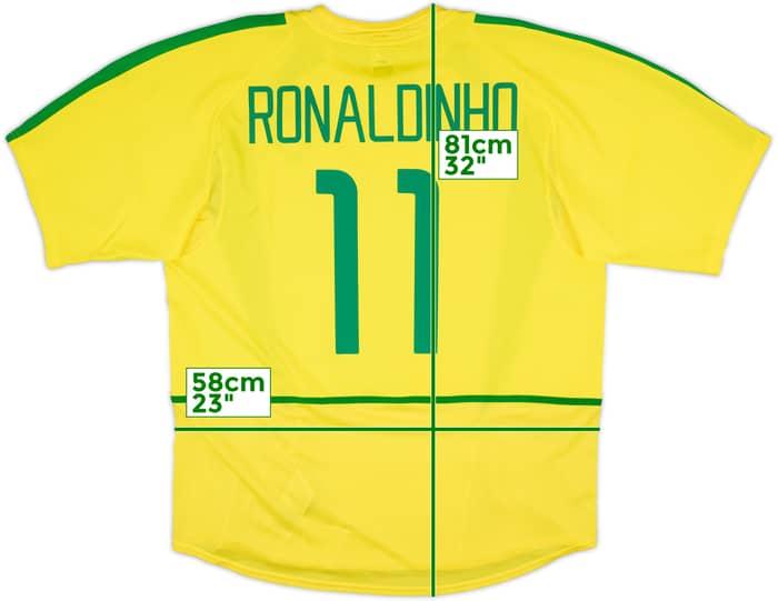 2002-04 Brazil Home Shirt Ronaldinho #11 (XL)