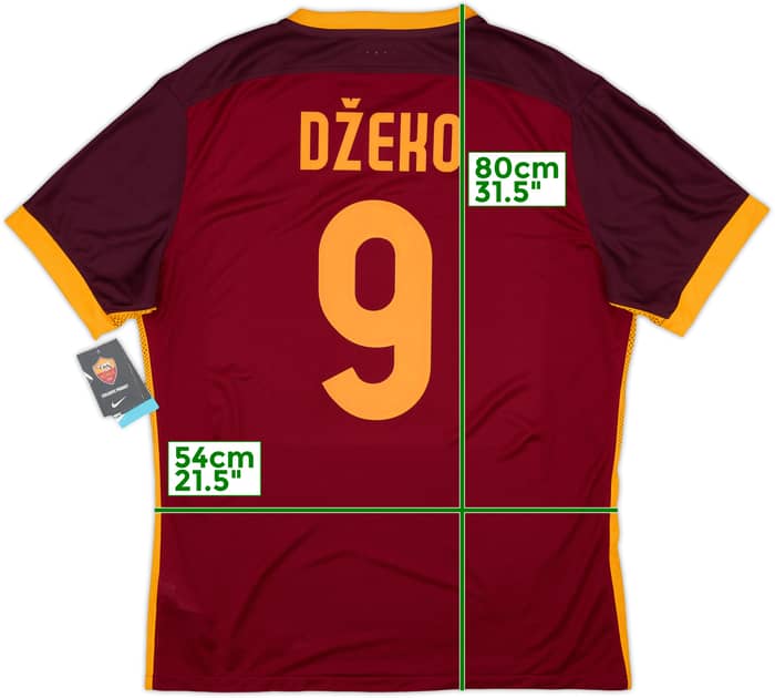 2015-16 Roma Authentic Home Shirt Dzeko #9 (XL)