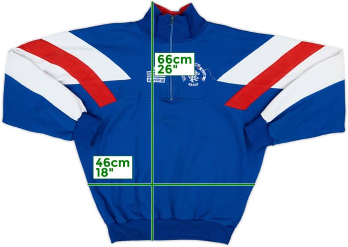 1990-92 Rangers Admiral 1/4 Zip Training Top - 7/10 - (L)
