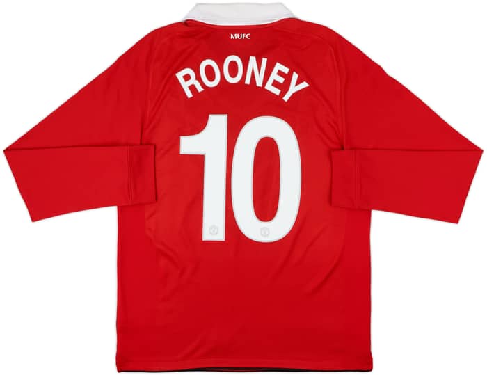 2010-11 Manchester United Home L/S Shirt Rooney #10 - 8/10 - (M)