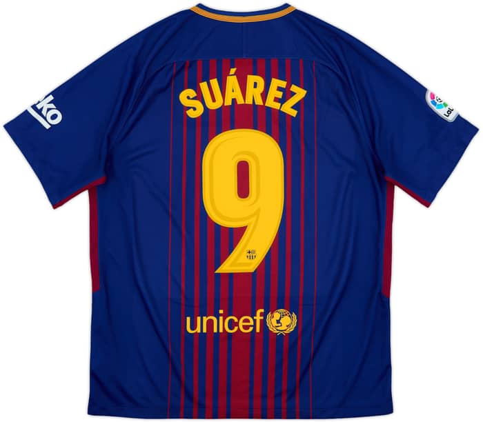 2017-18 Barcelona Home Shirt Suarez #9 - 8/10 - (L)