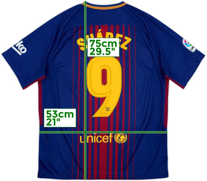 2017-18 Barcelona Home Shirt Suarez #9 - 8/10 - (L)