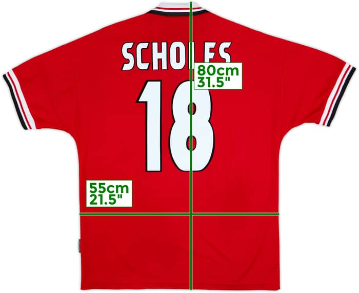1998-00 Manchester United Home Shirt Scholes #18 - 6/10 - (L)