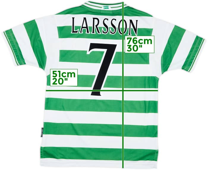 1999-01 Celtic Home Shirt Larsson #7 - 6/10 - (M)